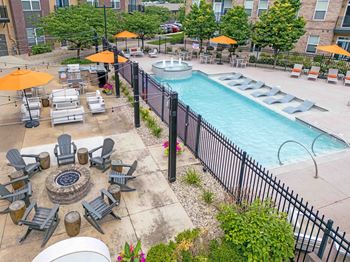 Poolside firepit patio